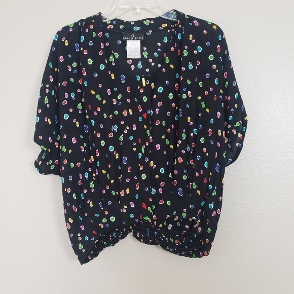 Vtg Carole Little Cropped Polka Dot Colorful Top 16 Artsy Art to Wear 80's Cool - Picture 1 of 8